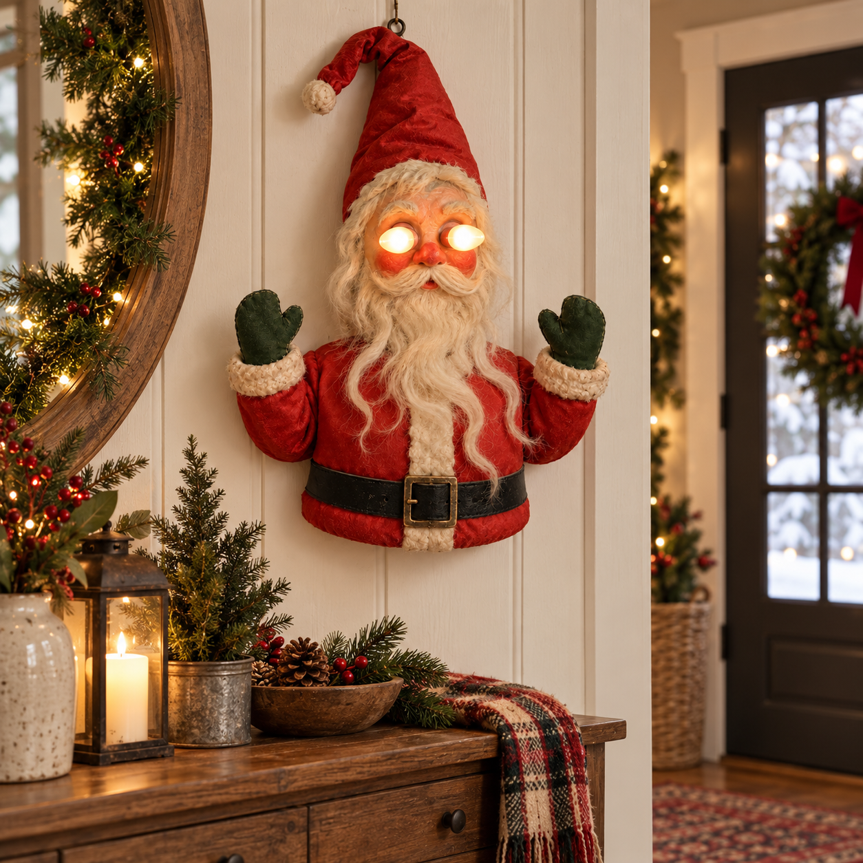 Santa After Dark in American Christmas entryway